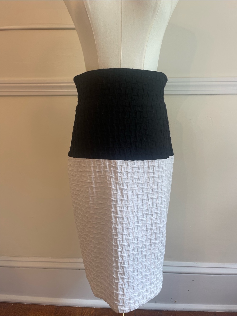 Roberto Cavalli Black and White Textured Two-Tone Pencil Skirt
